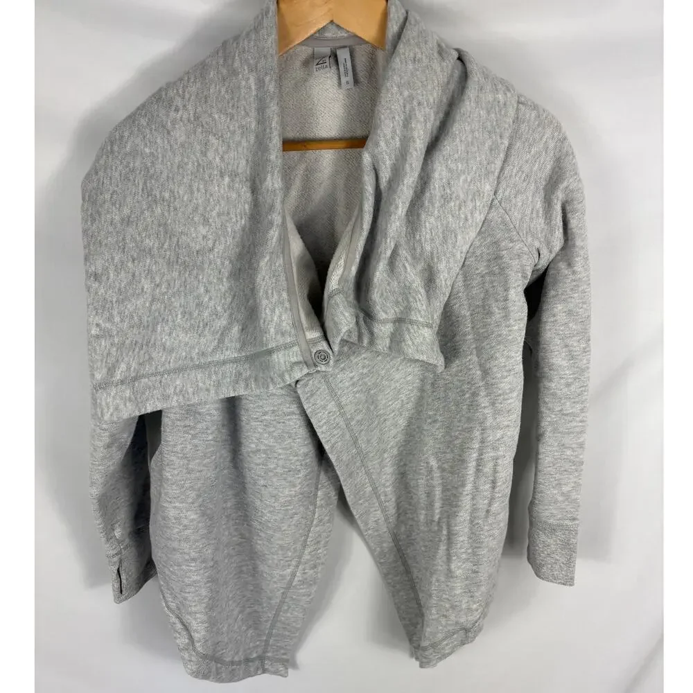 Zella Grey Shooting Star Drape Collar Cardigan Size Small